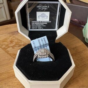 1 CTTW Princess Cut Lab Diamond925 Sterling SilverRing COA -NWT-Size 7. H-I / SI